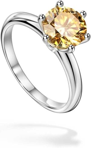 خاتم خطوبة Michooyel Moissanite للنساء، 2 قيراط أسود/وردي/أصفر/قوس قزح/أزرق بحري/D-E/Crystal AB Moissanite Solitaire Promise Rings، D Color VVS1 مقلد 925 خواتم فضة استرلينية in Kuwait
