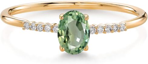 Gem Stone King خاتم خطوبة من الذهب الأصفر عيار 10 قيراط مقاس 6 × 4 مم من الأحجار الكريمة البيضاوية وخاتم خطوبة من الألماس المزروع في المختبر | وعد الذكرى السنوية للزفاف خاتم ذهبي للنساء | المقاسات 5-9 in Saudi Arabia