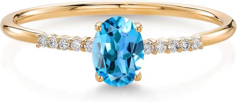 Gem Stone King خاتم خطوبة من الذهب الأصفر عيار 10 قيراط مقاس 6 × 4 مم من الأحجار الكريمة البيضاوية وخاتم خطوبة من الألماس المزروع في المختبر | وعد الذكرى السنوية للزفاف خاتم ذهبي للنساء | المقاسات 5-9 in Saudi Arabia