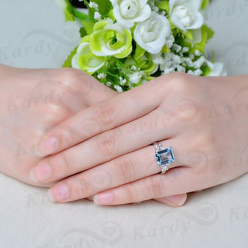 Kardy Swiss Blue Natural Topaz Gemstone Solid 14K White Gold Wedding Engagement Fashion Diamond Ring for Women in Saudi Arabia