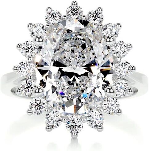 4 CT البيضاوي قطع هالة خاتم الخطوبة اليدوية خاتم الزواج للنساء الذكرى وعد الهدايا لها مويسانيتي in Kuwait