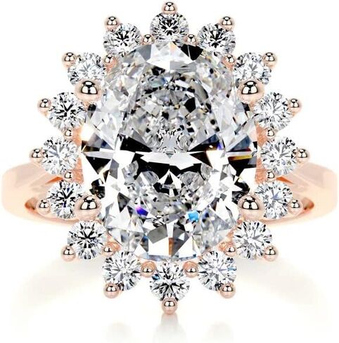 4 CT البيضاوي قطع هالة خاتم الخطوبة اليدوية خاتم الزواج للنساء الذكرى وعد الهدايا لها مويسانيتي in Kuwait