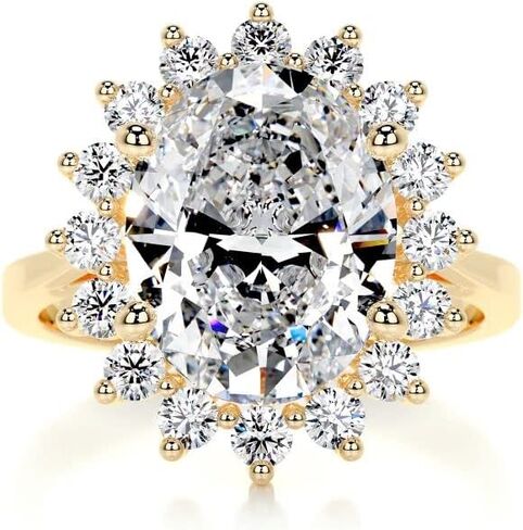 4 CT البيضاوي قطع هالة خاتم الخطوبة اليدوية خاتم الزواج للنساء الذكرى وعد الهدايا لها مويسانيتي in Kuwait