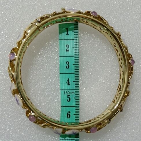 Cloisonne Bracelet,Enamel Bracelet, Pink Purple Ginkgo Leaf Bracelets Traditional Cloisonne Enamel Ethnic Spring Hinged Cuff Bangles for Women in Saudi Arabia