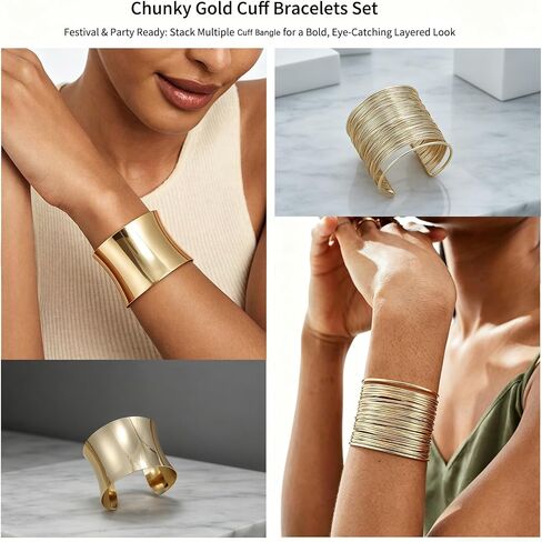 COLOYAN 6PCS Gold Cuff Bangle Bracelets for Women | Sturdy Durable Open Gold Wrist Cuff Bangle,Boho Beach Style, Starfish Shell Leaf Design, Dresses, Vacations, Nights out in Saudi Arabia
