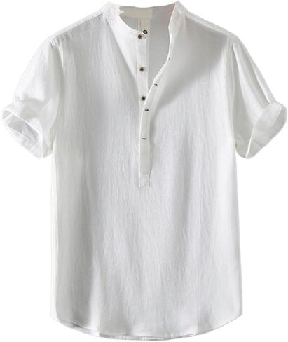 Men's Solid-Color Short-Sleeve Shirt for Summer White in Kuwait