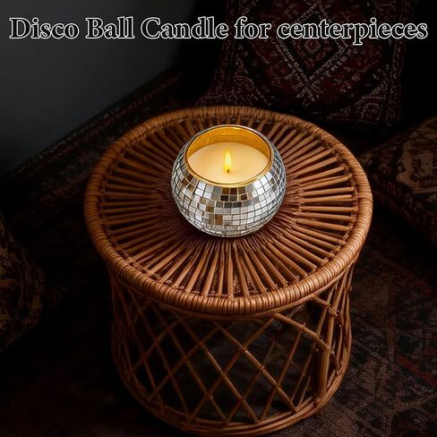 24 Pcs Disco Ball Candle Holders, 2x2.6 Inch Silver Mirror Glass Candle Holders, Disco Ball Centerpieces Table Decor for Wedding Birthday Party in Saudi Arabia