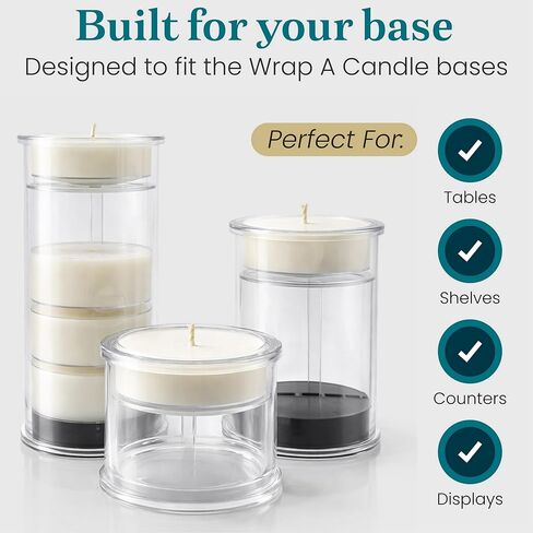 Jumbo Tealight Tower, Refill Storage Tube with 6 Premium Tealights, Fits Tall Wrap A Candle Base, 7 Inch Organizer for Scent Rotation, Vanilla Citrus Fresh Spice Holiday Unscented Choice, Gift Décor in Kuwait