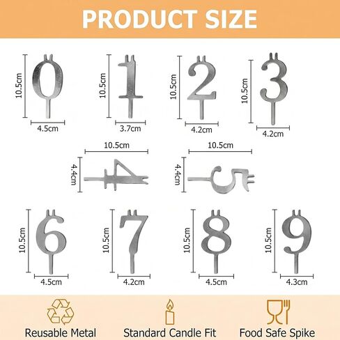 Number Candle Holder Set,Stainless Steel Reusable Number Candle Holders,for Birthday Cake Decorations,Anniversaries and Celebrations,Party Cakes Accessories in Saudi Arabia