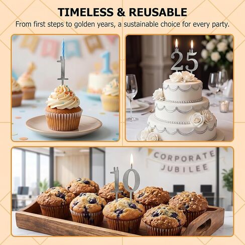 Number Candle Holder Set,Stainless Steel Reusable Number Candle Holders,for Birthday Cake Decorations,Anniversaries and Celebrations,Party Cakes Accessories in Saudi Arabia