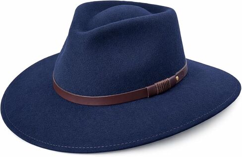 100% Wool Felt Australian Hat for Women Men Crushable Waterproof Nubuck Leather Band | Outback Cowboy Cowgirl in Kuwait