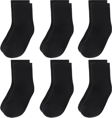 Boys & Girls Dress Socks 6 Pack, Moisture Wicking Kids Crew Socks, Cotton School Uniform Socks for Boys 6-12 Years in Saudi Arabia