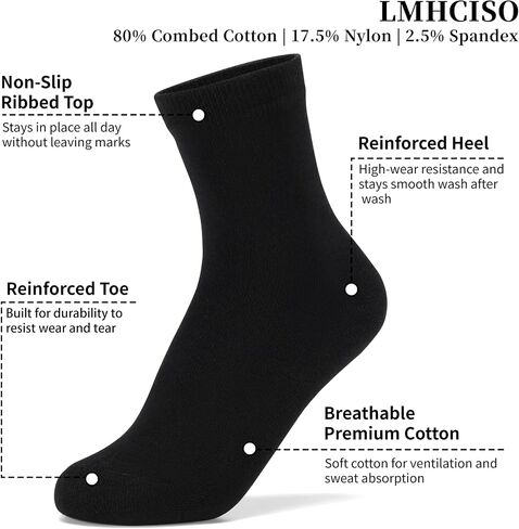 Boys & Girls Dress Socks 6 Pack, Moisture Wicking Kids Crew Socks, Cotton School Uniform Socks for Boys 6-12 Years in Saudi Arabia