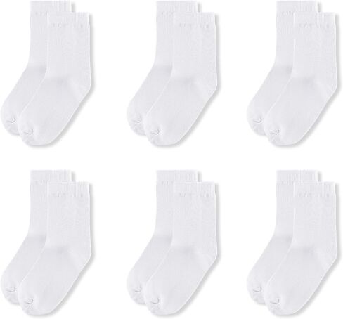 Boys & Girls Dress Socks 6 Pack, Moisture Wicking Kids Crew Socks, Cotton School Uniform Socks for Boys 6-12 Years in Saudi Arabia