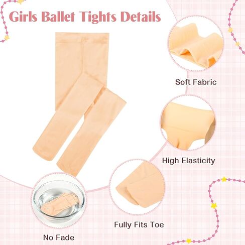 6 Pairs Ballet Tights for Girls Toddler Soft Footed Dance Transition Tights for Ballet Class, School Wear in Saudi Arabia
