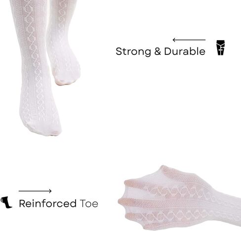 2-13 Years Girls Cable Knit Tights, 2 Pack, 180 Denier Cotton Blend Thick Leggings (White, Pink, Black) in Saudi Arabia