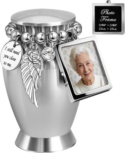 Small Keepsake Cremation Urns for Human or Pet Ashes w/Photo Frame【No Waiting for Customization】-2.75" Mini Memorial Sharing Urn with Velvet Bag and Spoon - A Perfect Tribute & Gift for Families in Saudi Arabia