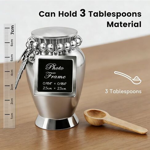 Small Keepsake Cremation Urns for Human or Pet Ashes w/Photo Frame【No Waiting for Customization】-2.75" Mini Memorial Sharing Urn with Velvet Bag and Spoon - A Perfect Tribute & Gift for Families in Saudi Arabia