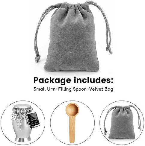Small Keepsake Cremation Urns for Human or Pet Ashes w/Photo Frame【No Waiting for Customization】-2.75" Mini Memorial Sharing Urn with Velvet Bag and Spoon - A Perfect Tribute & Gift for Families in Saudi Arabia