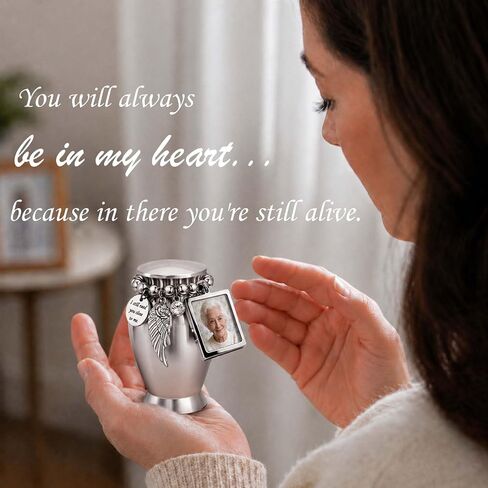 Small Keepsake Cremation Urns for Human or Pet Ashes w/Photo Frame【No Waiting for Customization】-2.75" Mini Memorial Sharing Urn with Velvet Bag and Spoon - A Perfect Tribute & Gift for Families in Saudi Arabia