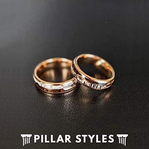 Thin 18K Rose Gold Ring with Deer Antler and Koa Wood Inlay Rustic 6mm Wooden Mens Wedding Bands Tungsten Ring for Men in Saudi Arabia