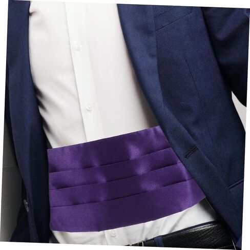 Men's Satin Bow Tie Cummerbund with Pocket Handkerchief Classic Elegant Design for Weddings Formal Events Proms and Banquets Deep Purple Three Kit for Tuxedo and Suit Accessories in Kuwait