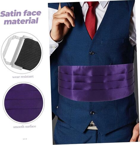 Men's Satin Bow Tie Cummerbund with Pocket Handkerchief Classic Elegant Design for Weddings Formal Events Proms and Banquets Deep Purple Three Kit for Tuxedo and Suit Accessories in Kuwait