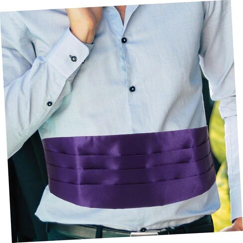 Men's Satin Bow Tie Cummerbund with Pocket Handkerchief Classic Elegant Design for Weddings Formal Events Proms and Banquets Deep Purple Three Kit for Tuxedo and Suit Accessories in Kuwait