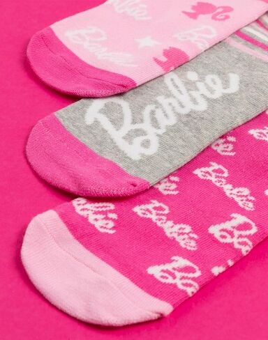 Barbie Girls Socks 5 Pack | Kids Multicoloured Doll Graphic Footwear | Funky Pink Fashion Stripey Comfortable Sock Set Bundle in Kuwait