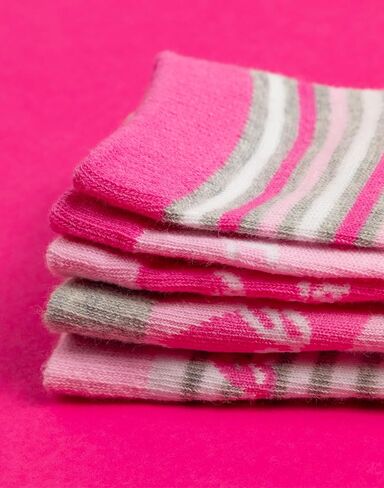 Barbie Girls Socks 5 Pack | Kids Multicoloured Doll Graphic Footwear | Funky Pink Fashion Stripey Comfortable Sock Set Bundle in Kuwait