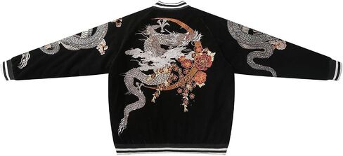 Velvet Dragon Embroidered Bomber Jacket Japanese Style Streetwear Casual Winter Windbreaker for Men Women in Saudi Arabia