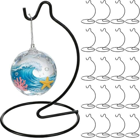 20 Pcs Iron Ornament Display Stand, Hanging Holder for Glass Globe Terrarium Air Plant Witch Ball and Christmas Ornament Home Wedding Decoration, Black in Saudi Arabia