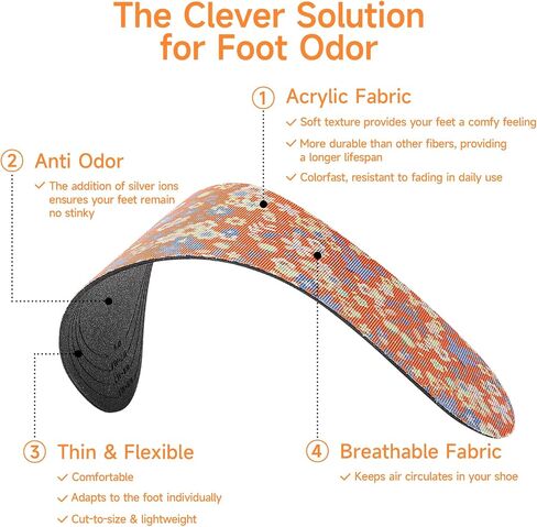 3 Pairs No Show Socks Inner Soles for Women,Barefoot Sockless Shoe Inserts,Anti-Odor Non Slip,Washable,Orange Green Blue Floral Print,Size 6-9 in Kuwait