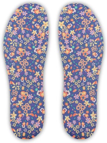 3 Pairs No Show Socks Inner Soles for Women,Barefoot Sockless Shoe Inserts,Anti-Odor Non Slip,Washable,Orange Green Blue Floral Print,Size 6-9 in Kuwait