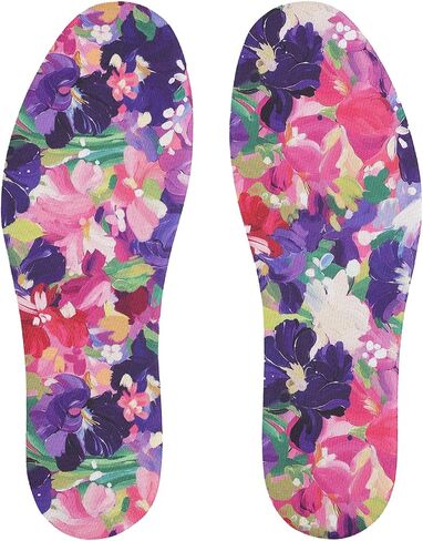 3 Pairs No Show Socks Inner Soles for Women,Barefoot Sockless Shoe Inserts,Anti-Odor Non Slip,Washable,Orange Green Blue Floral Print,Size 6-9 in Kuwait