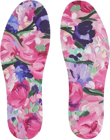 3 Pairs No Show Socks Inner Soles for Women,Barefoot Sockless Shoe Inserts,Anti-Odor Non Slip,Washable,Orange Green Blue Floral Print,Size 6-9 in Kuwait