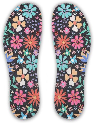 3 Pairs No Show Socks Inner Soles for Women,Barefoot Sockless Shoe Inserts,Anti-Odor Non Slip,Washable,Orange Green Blue Floral Print,Size 6-9 in Kuwait