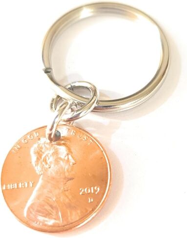 Tucker's Trinkets And Treasures 2019 Penny Keychain, Copper Coin, 7th Anniversary, Lucky Penny Key Ring, 7th Wedding Anniversary in Kuwait