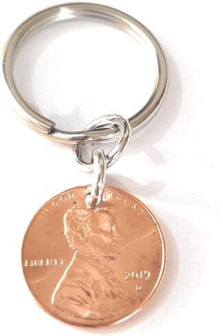 Tucker's Trinkets And Treasures 2019 Penny Keychain, Copper Coin, 7th Anniversary, Lucky Penny Key Ring, 7th Wedding Anniversary in Kuwait