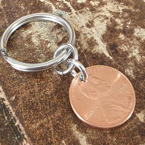 Tucker's Trinkets And Treasures 2019 Penny Keychain, Copper Coin, 7th Anniversary, Lucky Penny Key Ring, 7th Wedding Anniversary in Kuwait