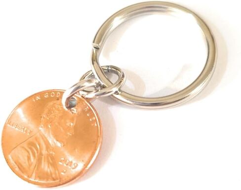 Tucker's Trinkets And Treasures 2019 Penny Keychain, Copper Coin, 7th Anniversary, Lucky Penny Key Ring, 7th Wedding Anniversary in Kuwait
