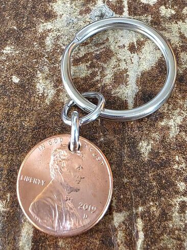 Tucker's Trinkets And Treasures 2019 Penny Keychain, Copper Coin, 7th Anniversary, Lucky Penny Key Ring, 7th Wedding Anniversary in Kuwait