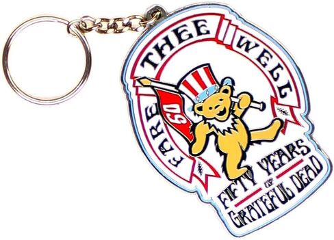 Rockabilia Grateful Dead Bear & Flag 50 Years Metal Key Chain white in Saudi Arabia