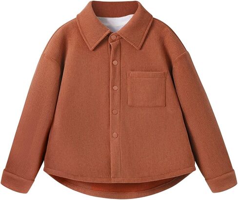 Kids Girls Boys Corduroy Button Down Shirts Spring & Fall Casual Long Sleeve Shirt Jacket Lightweight Soft Thick Warm Shacket in Kuwait
