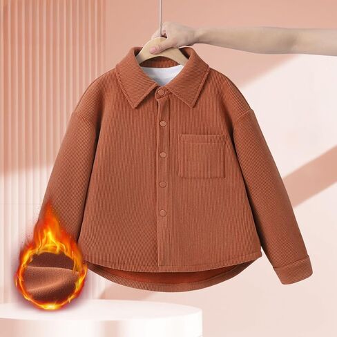 Kids Girls Boys Corduroy Button Down Shirts Spring & Fall Casual Long Sleeve Shirt Jacket Lightweight Soft Thick Warm Shacket in Kuwait