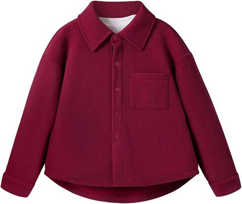 Kids Girls Boys Corduroy Button Down Shirts Spring & Fall Casual Long Sleeve Shirt Jacket Lightweight Soft Thick Warm Shacket in Kuwait