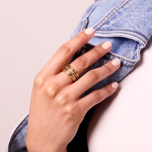 Electric Picks Heiress Ring for Women, Two-Tone 14k Gold Plated and Silver Statement Ring, Available Sizes 5–10, Modern Minimalist Jewelry Gift in Saudi Arabia