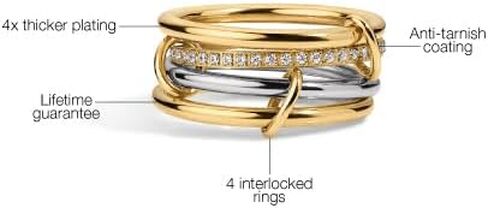 Electric Picks Heiress Ring for Women, Two-Tone 14k Gold Plated and Silver Statement Ring, Available Sizes 5–10, Modern Minimalist Jewelry Gift in Saudi Arabia