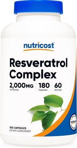Nutricost Resveratrol Complex (2,000mg) 180 Capsules - Antioxidant Complex, Vegan, GMO-Free, Gluten-Free, 60 Servings in Kuwait