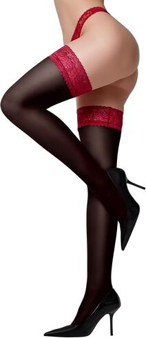 LABELLA Thigh High Stockings for Women Lace Top Semi-Sheer Breathable Durable Silky-Soft with Silicone Grip S-XL in Saudi Arabia